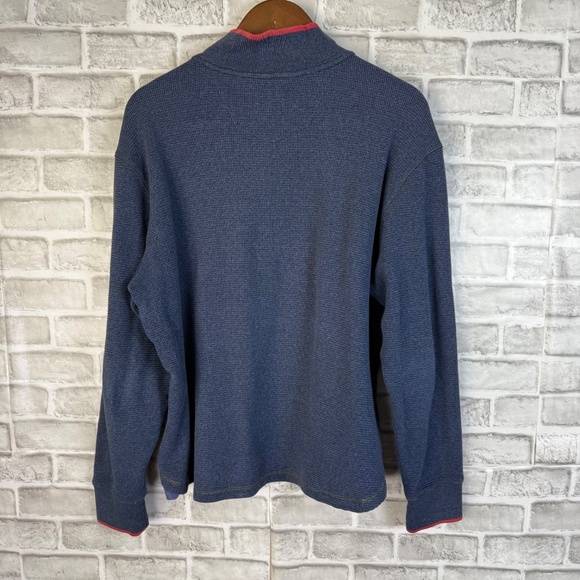 Robert Graham Dark Navy Quarter Zip Designer Pullover Sweater Mens LARGE Cotton - Picture 4 of 9